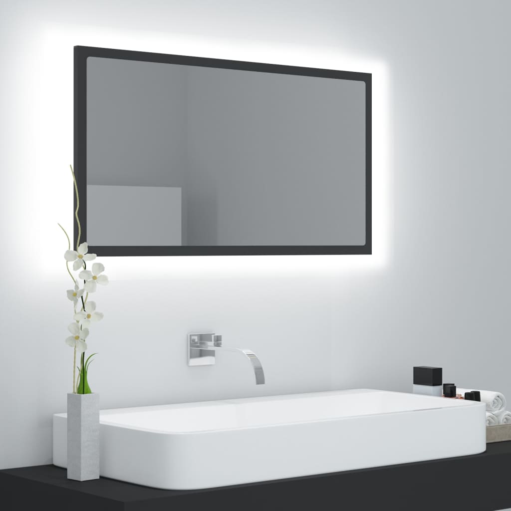 Miroir de salle de bain LED 80x8,5x37 cm acrylique