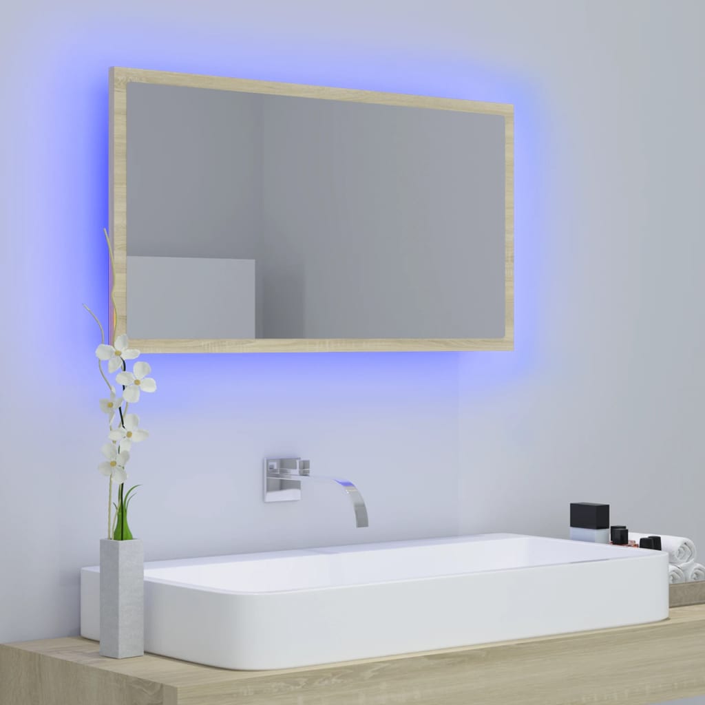 Miroir de salle de bain LED 80x8,5x37 cm acrylique