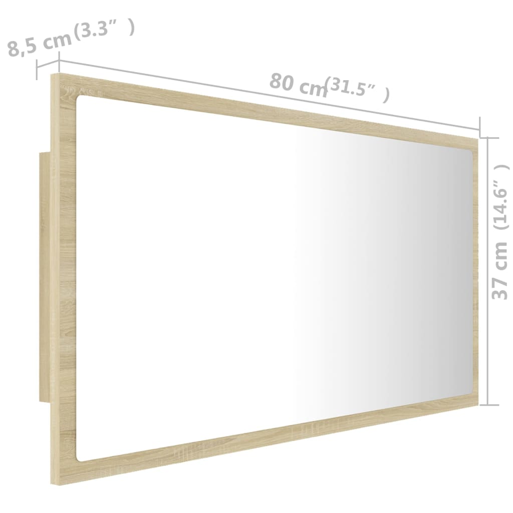 Miroir de salle de bain LED 80x8,5x37 cm acrylique