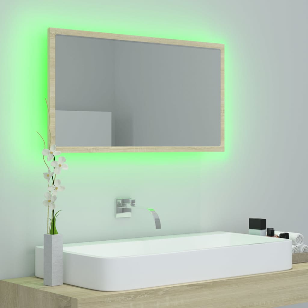 Miroir de salle de bain LED 80x8,5x37 cm acrylique