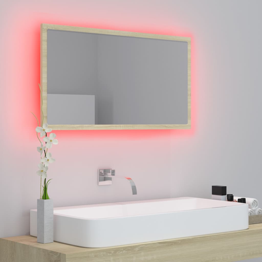 Miroir de salle de bain LED 80x8,5x37 cm acrylique