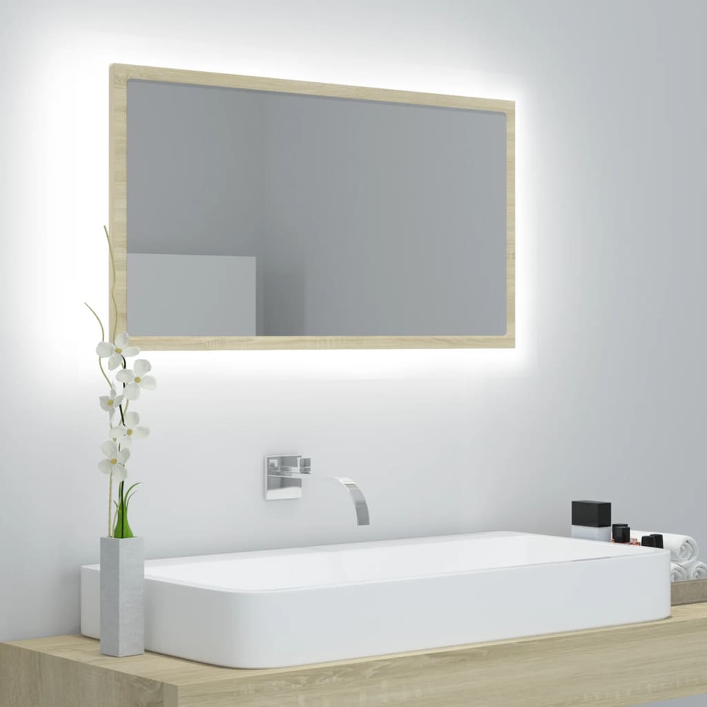 Miroir de salle de bain LED 80x8,5x37 cm acrylique