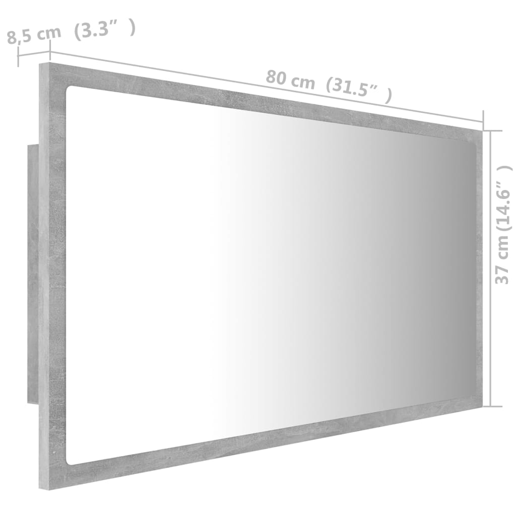 Miroir de salle de bain LED 80x8,5x37 cm acrylique