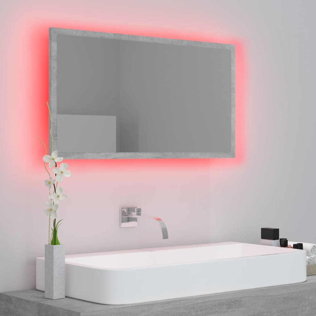 Miroir de salle de bain LED 80x8,5x37 cm acrylique