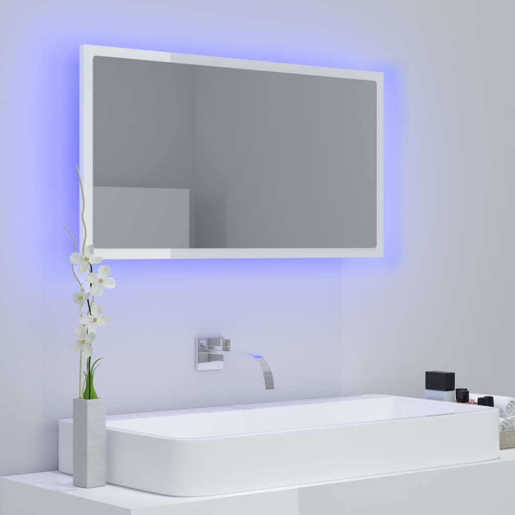 Miroir de salle de bain LED 80x8,5x37 cm acrylique