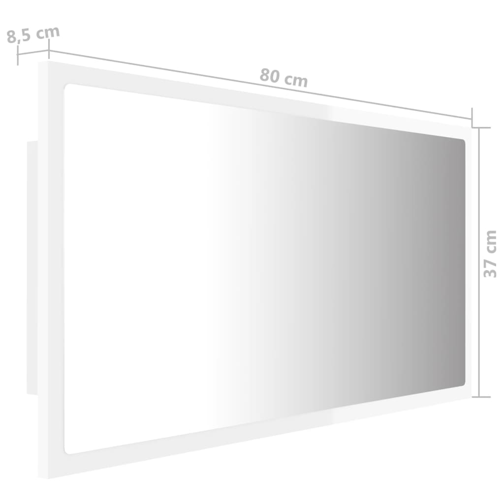 Miroir de salle de bain LED 80x8,5x37 cm acrylique