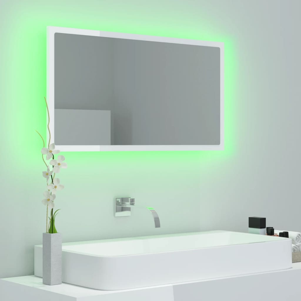 Miroir de salle de bain LED 80x8,5x37 cm acrylique