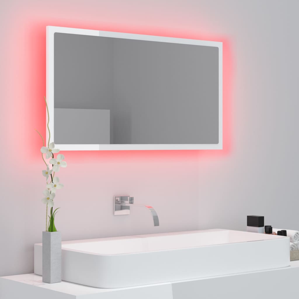 Miroir de salle de bain LED 80x8,5x37 cm acrylique