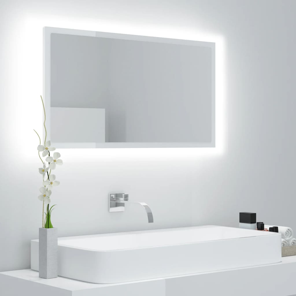 Miroir de salle de bain LED 80x8,5x37 cm acrylique