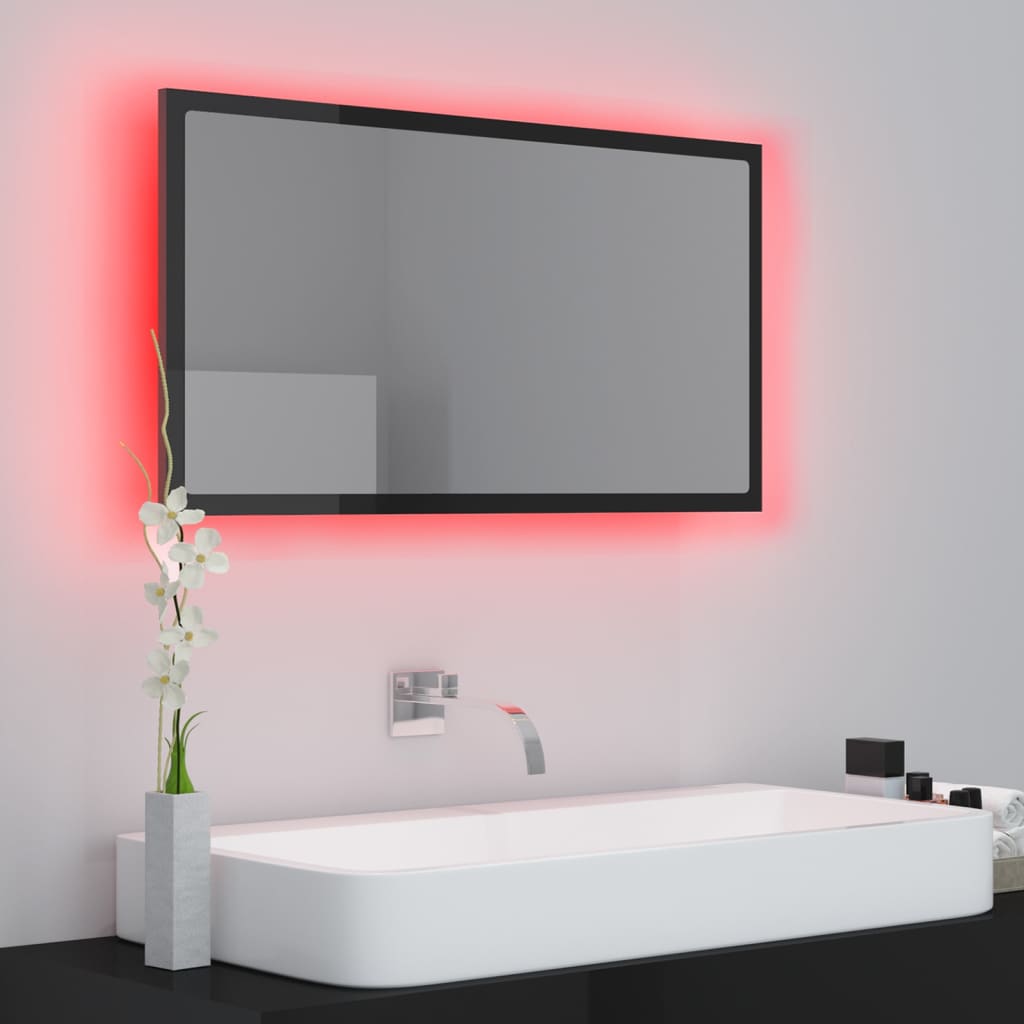 Miroir de salle de bain LED 80x8,5x37 cm acrylique