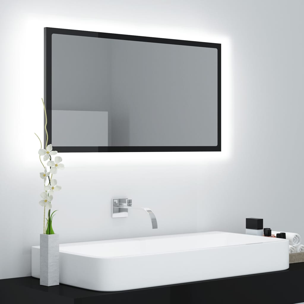 Miroir de salle de bain LED 80x8,5x37 cm acrylique