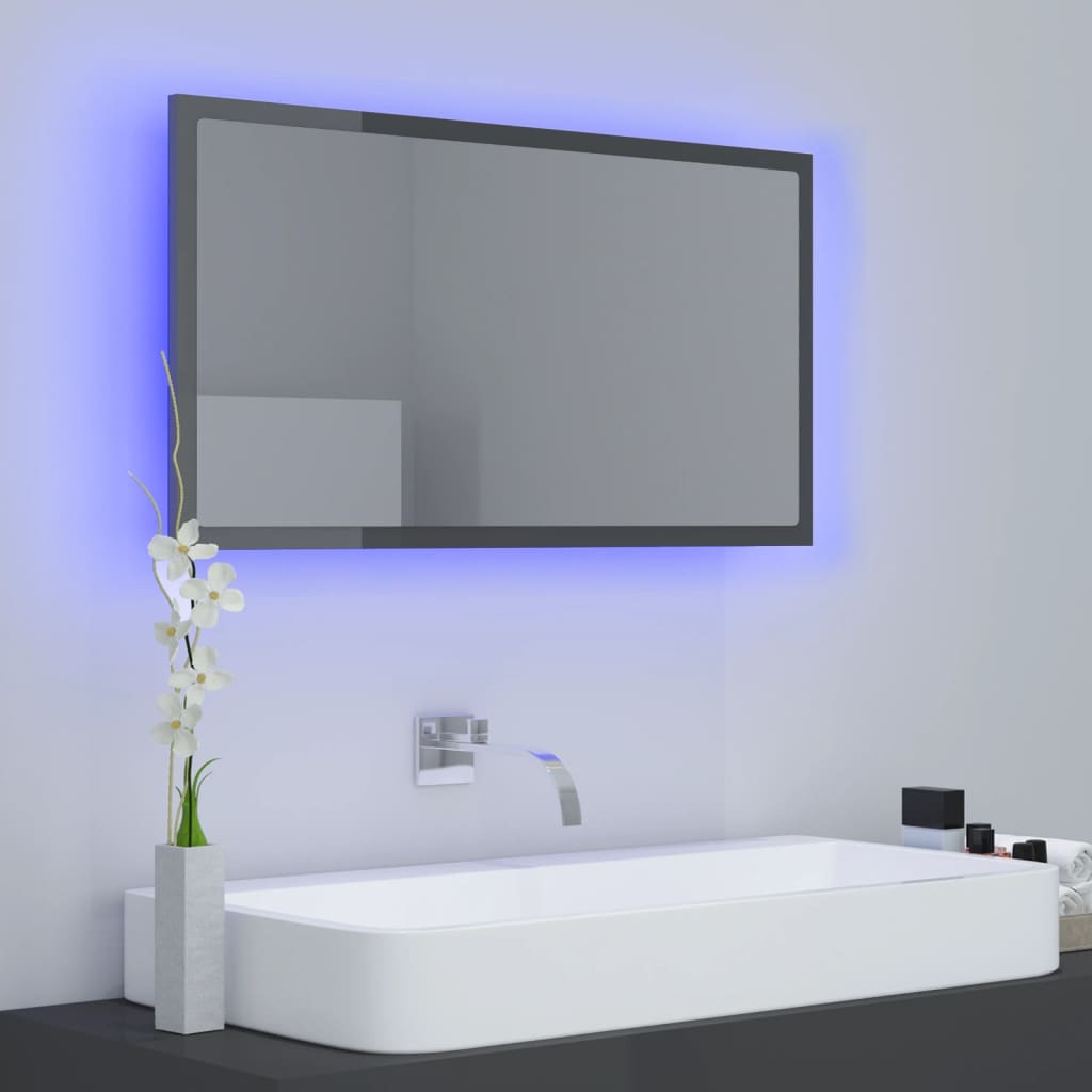 Miroir de salle de bain LED 80x8,5x37 cm acrylique