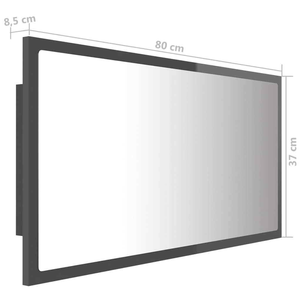 Miroir de salle de bain LED 80x8,5x37 cm acrylique