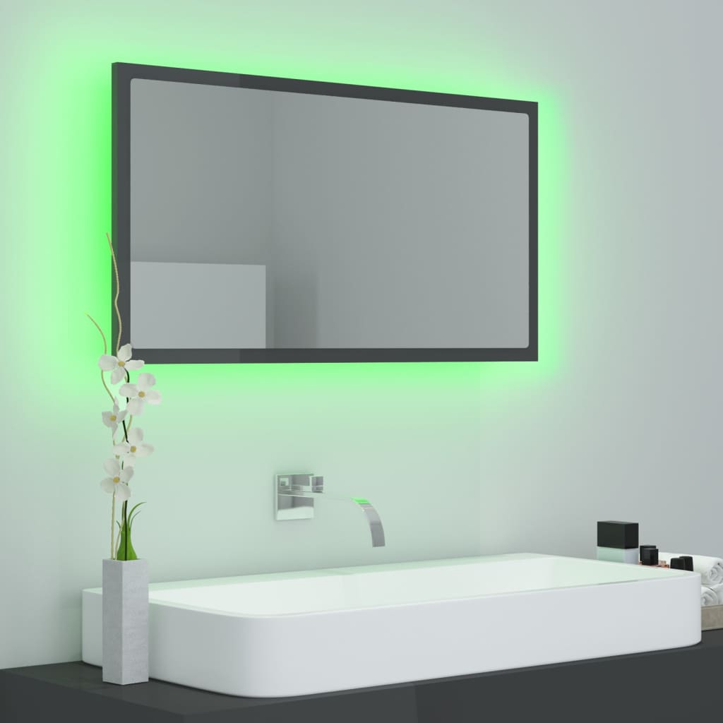 Miroir de salle de bain LED 80x8,5x37 cm acrylique