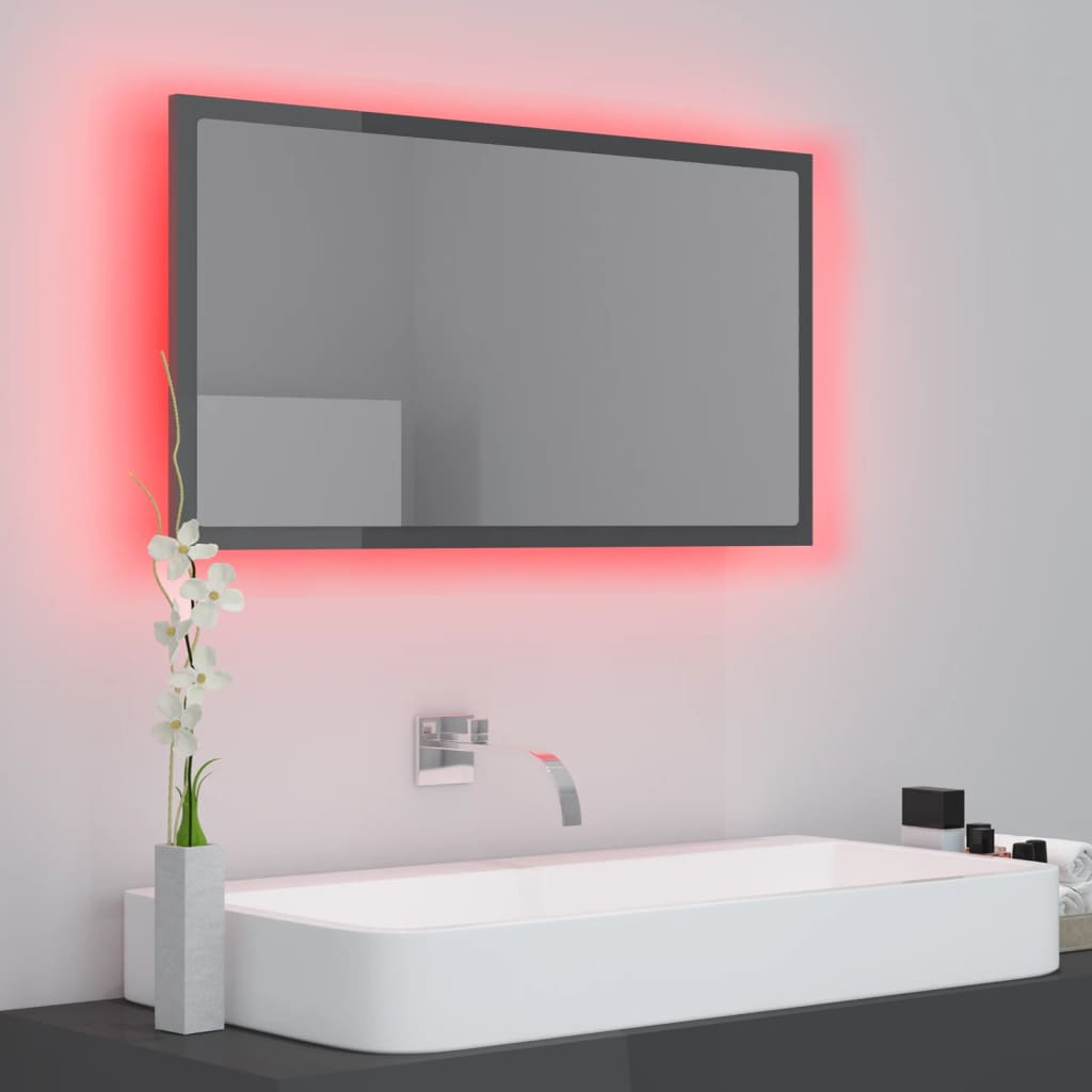 Miroir de salle de bain LED 80x8,5x37 cm acrylique