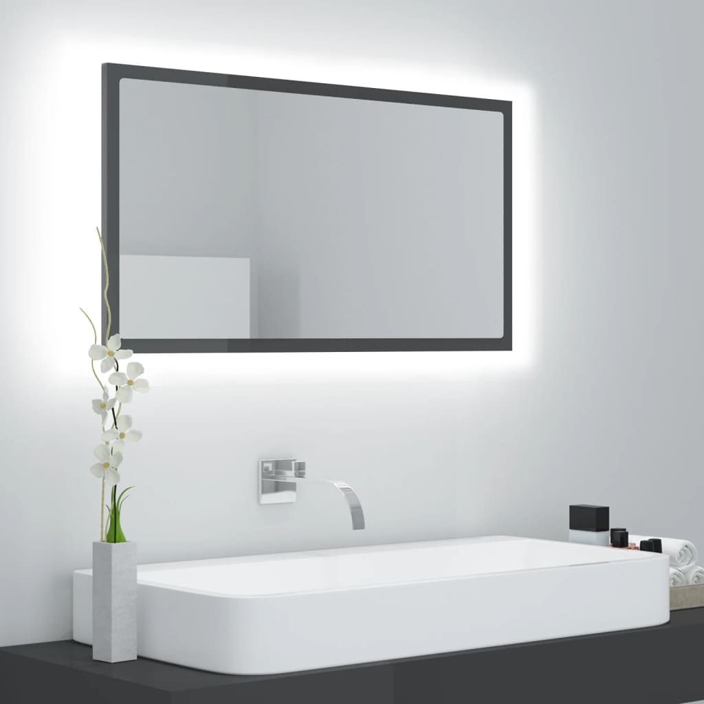 Miroir de salle de bain LED 80x8,5x37 cm acrylique