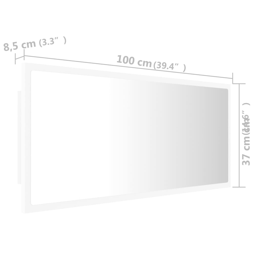 Miroir de salle de bain LED 100x8,5x37 cm acrylique