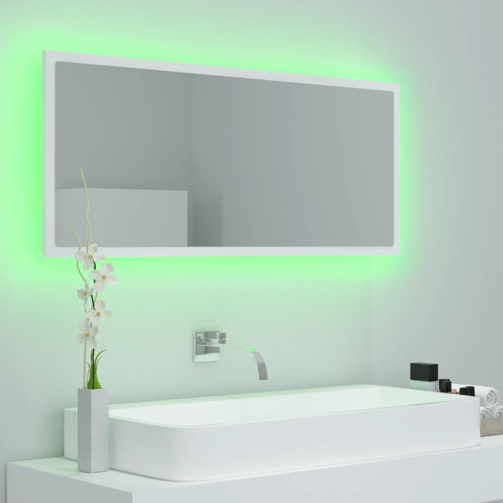 Miroir de salle de bain LED 100x8,5x37 cm acrylique couleur chêne