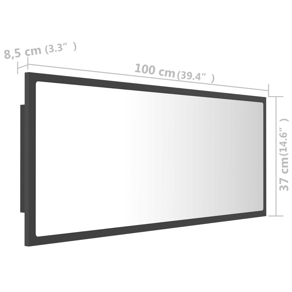 Miroir de salle de bain LED 100x8,5x37 cm acrylique couleur chêne