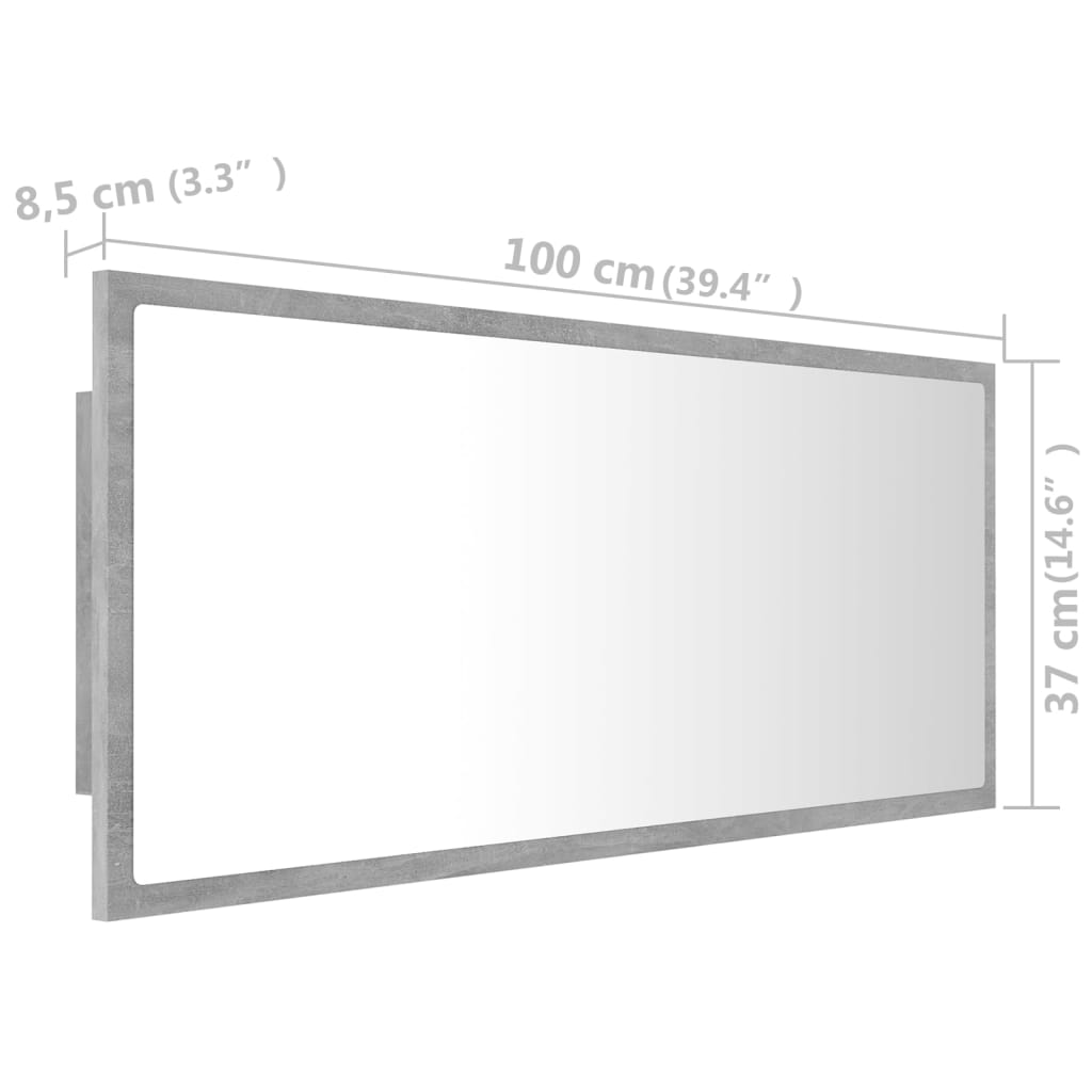 Miroir de salle de bain LED 100x8,5x37 cm acrylique