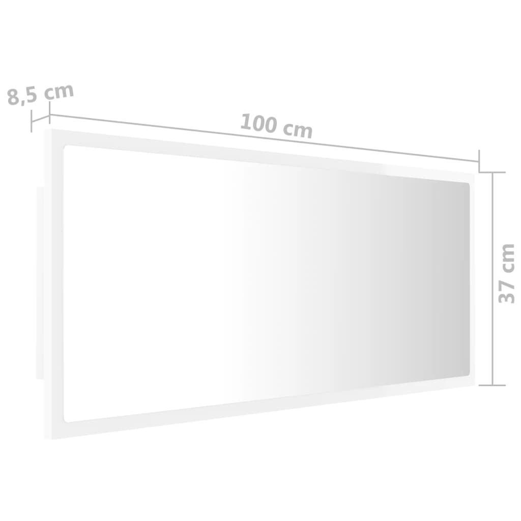 Miroir de salle de bain LED 100x8,5x37 cm acrylique couleur chêne