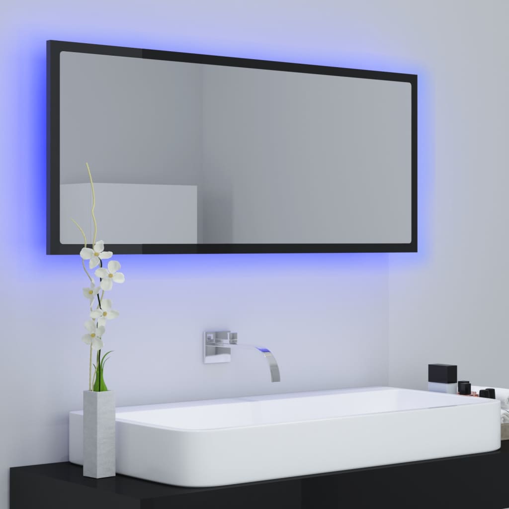 Miroir de salle de bain LED 100x8,5x37 cm acrylique