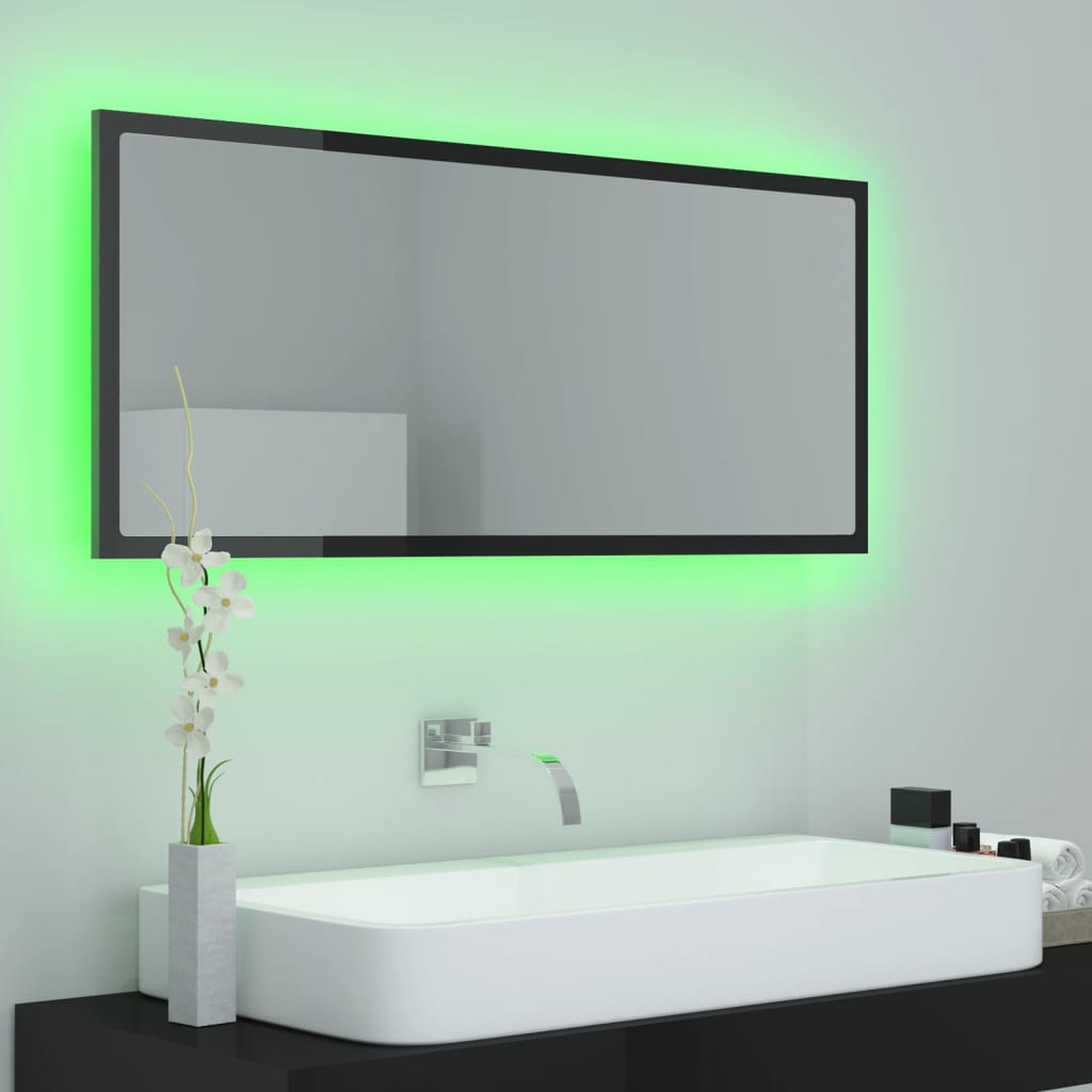 Miroir de salle de bain LED 100x8,5x37 cm acrylique