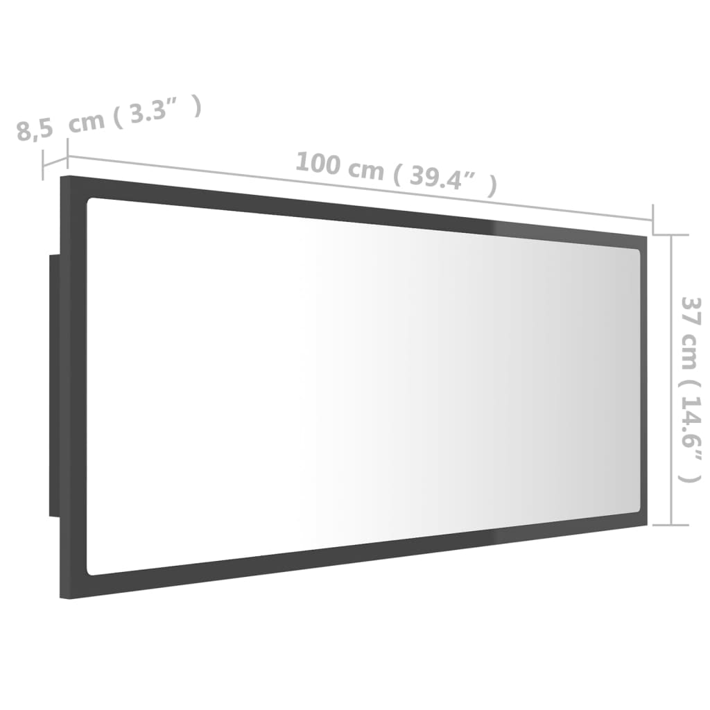 Miroir de salle de bain LED 100x8,5x37 cm acrylique couleur chêne