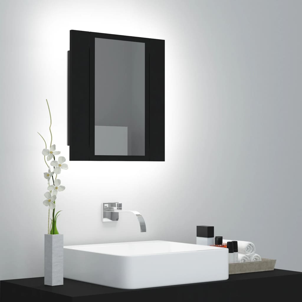 Meuble de salle de bain avec miroir LED 40x12x45 acrylique couleur chêne