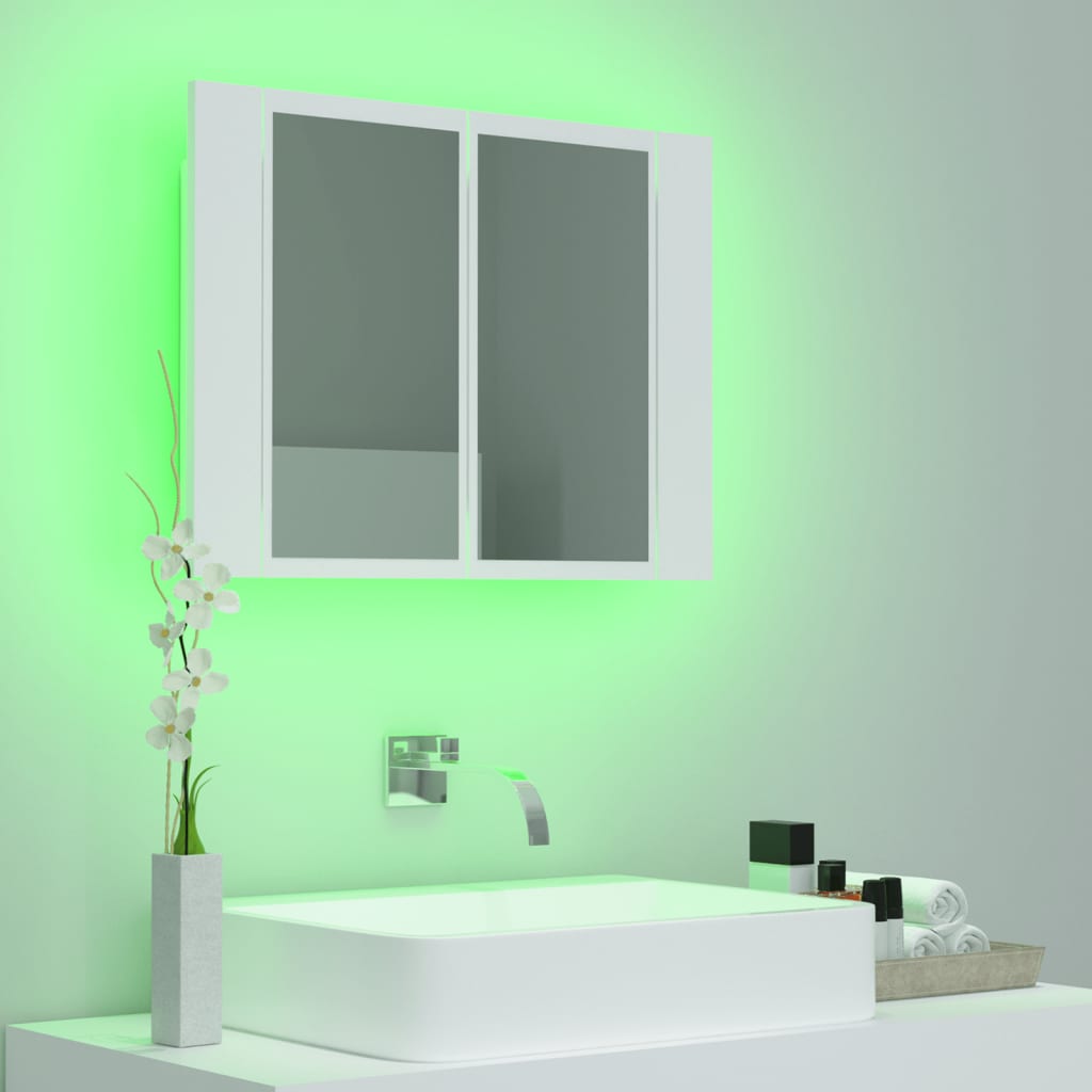 Meuble de salle de bain avec miroir et LED 60x12x45 cm acrylique