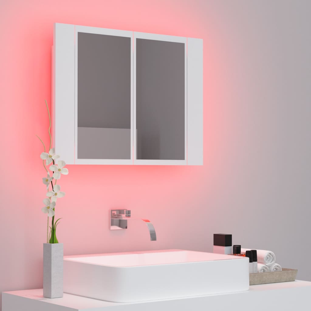 Meuble de salle de bain avec miroir et LED 60x12x45 cm acrylique