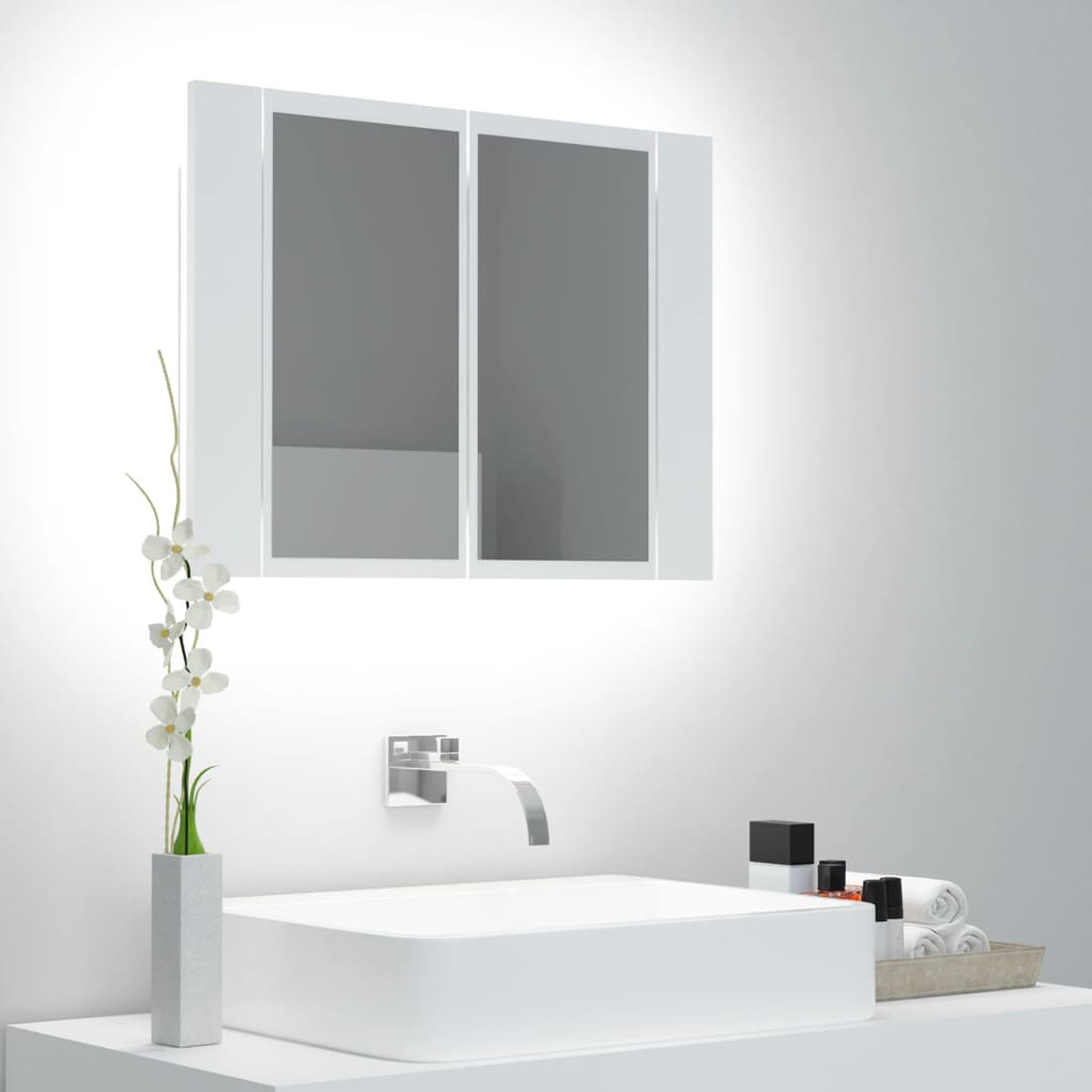 Meuble de salle de bain avec miroir et LED 60x12x45 cm acrylique