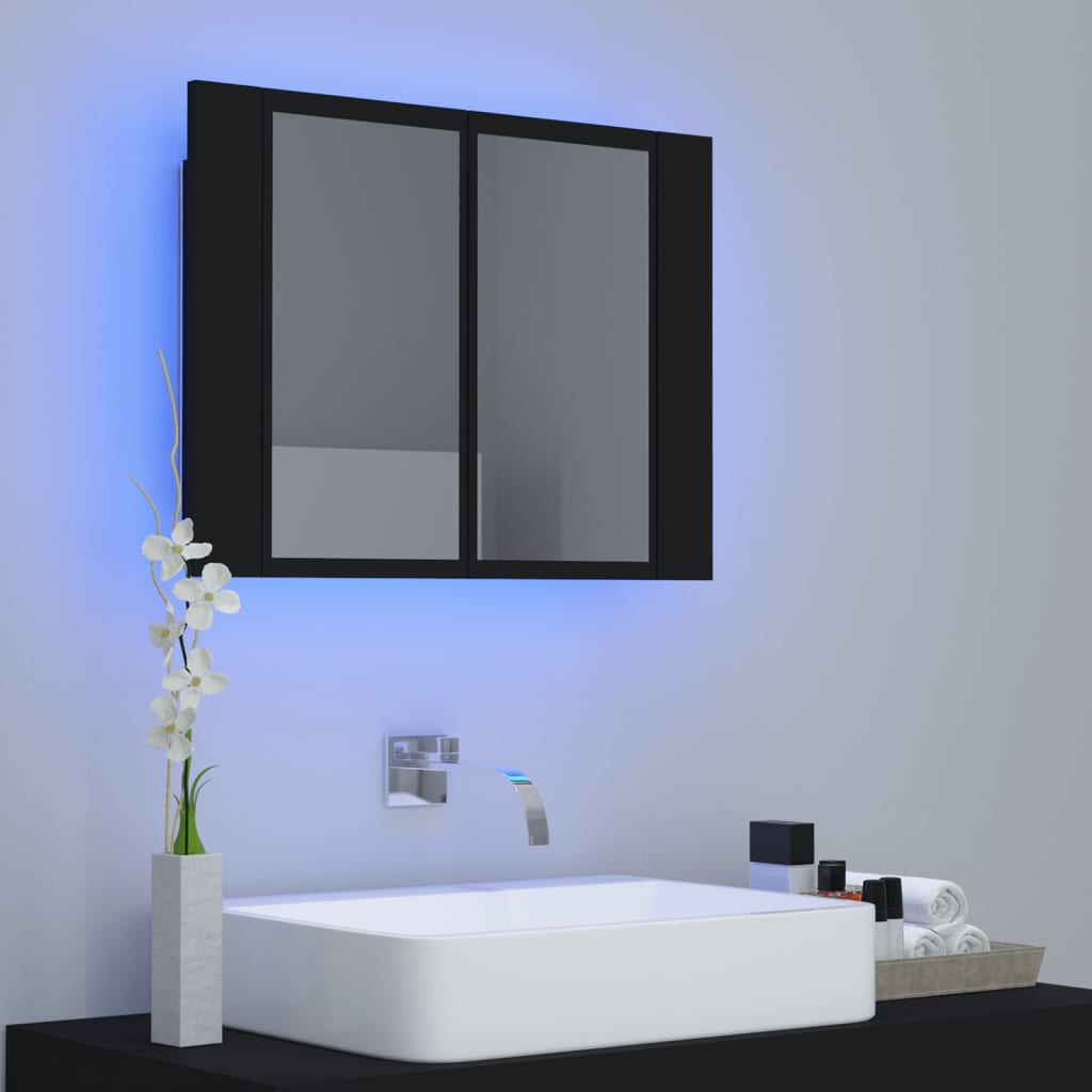 Meuble de salle de bain avec miroir et LED 60x12x45 cm acrylique