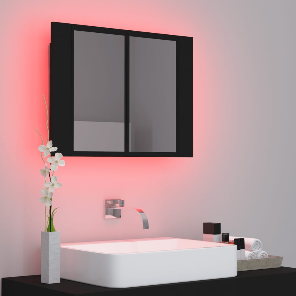 Meuble de salle de bain avec miroir et LED 60x12x45 cm acrylique