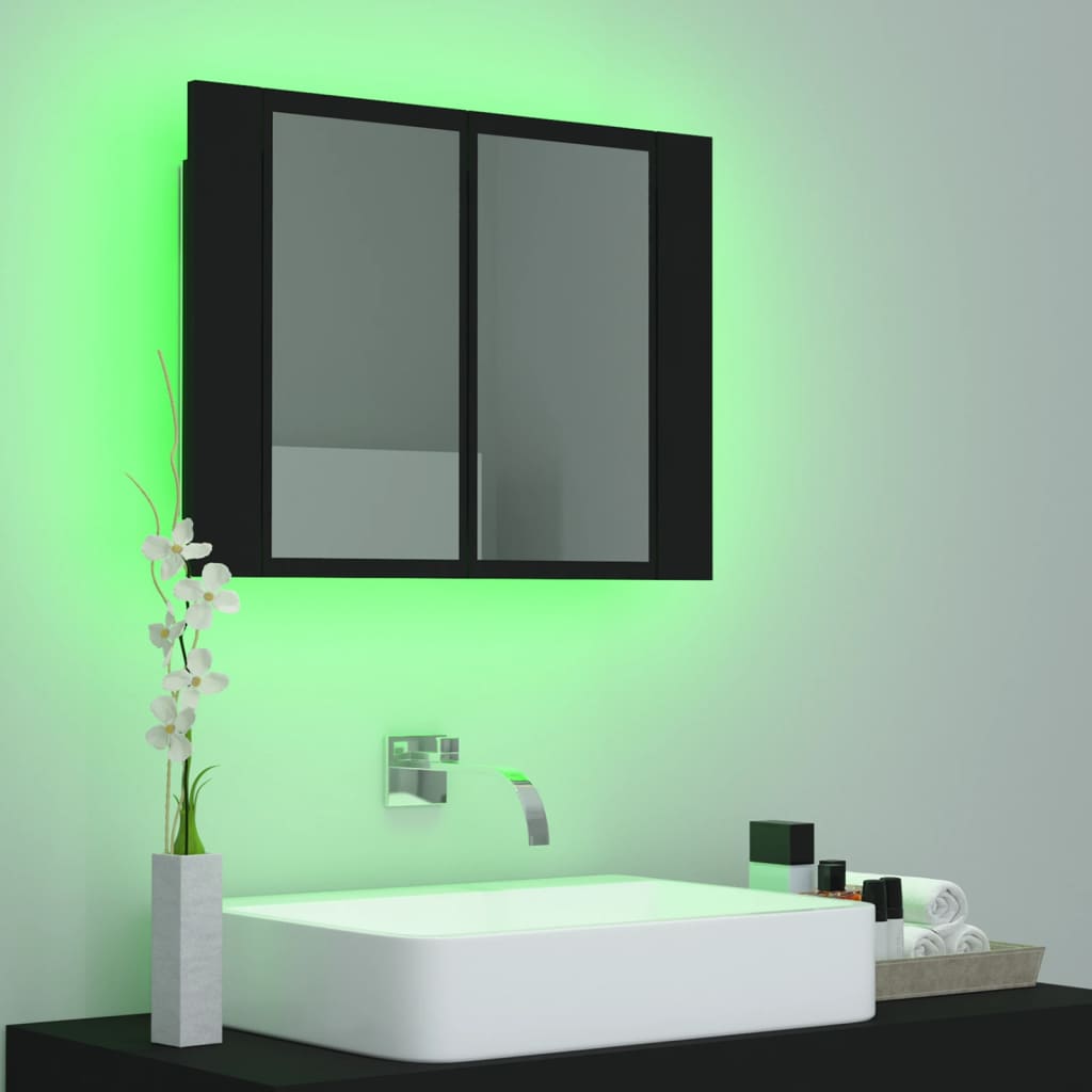 Meuble de salle de bain avec miroir et LED 60x12x45 cm acrylique