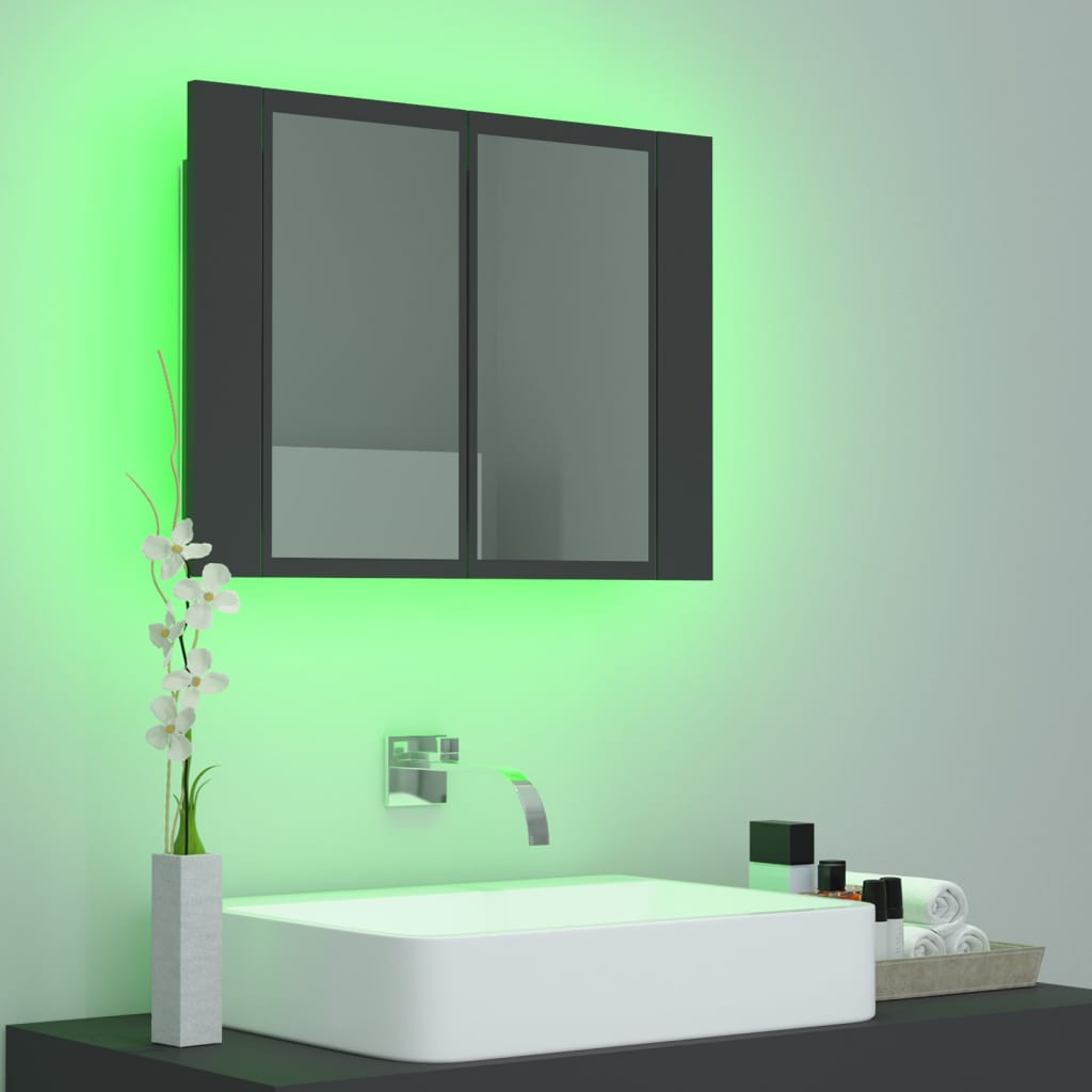 Meuble de salle de bain avec miroir et LED 60x12x45 cm acrylique