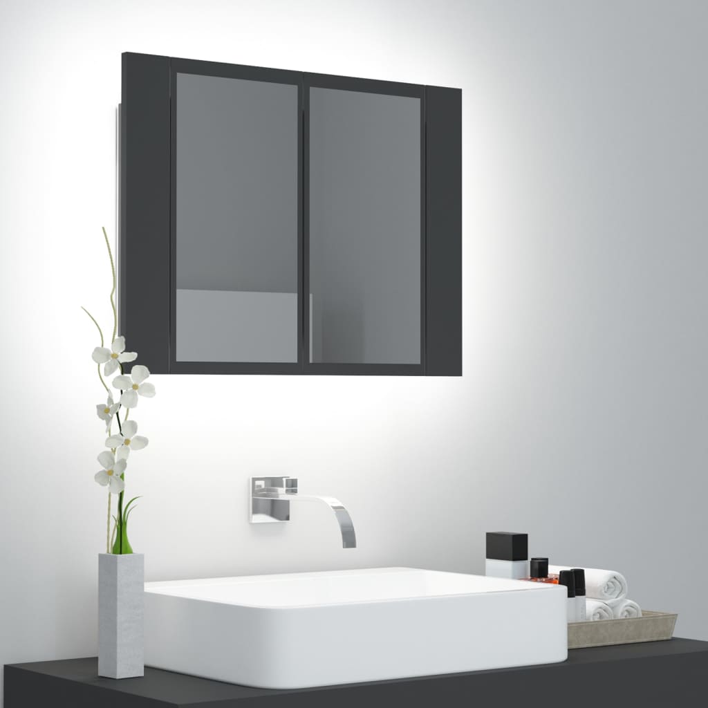 Meuble de salle de bain avec miroir et LED 60x12x45 cm acrylique