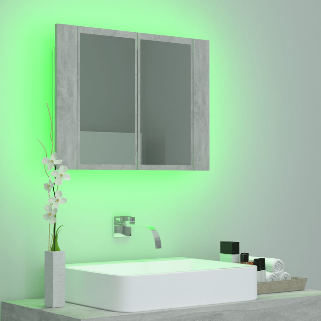 Meuble de salle de bain avec miroir et LED 60x12x45 cm acrylique