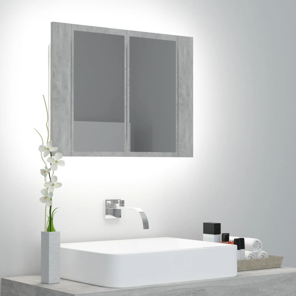 Meuble de salle de bain avec miroir et LED 60x12x45 cm acrylique