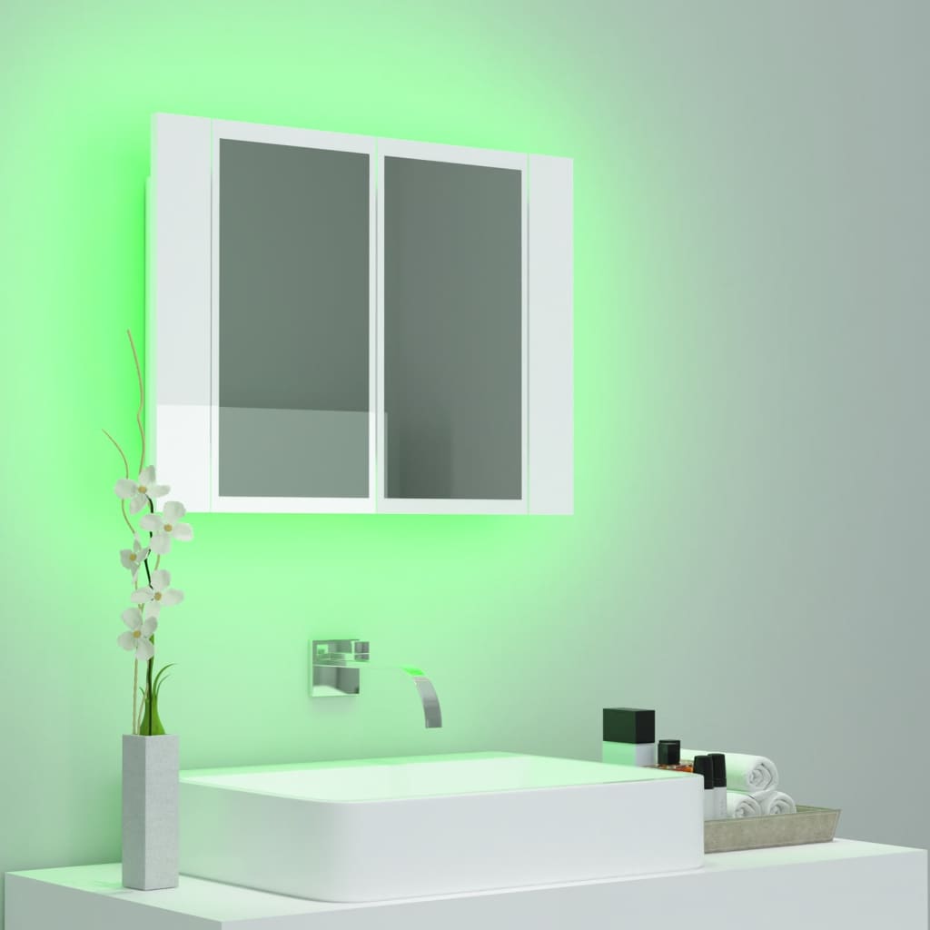 Meuble de salle de bain avec miroir et LED 60x12x45 cm acrylique