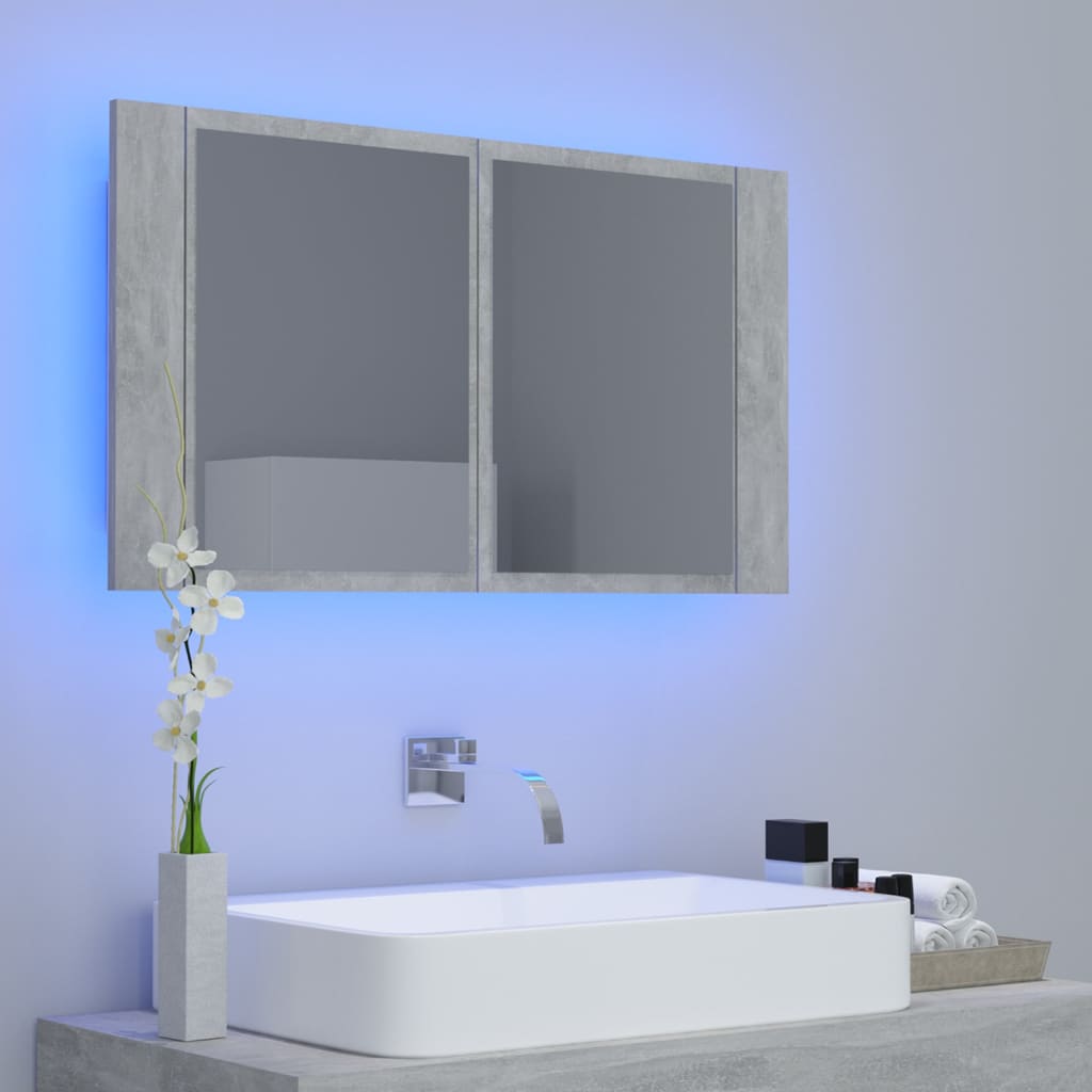 Meuble de salle de bain avec miroir et LED 80x12x45 cm acrylique