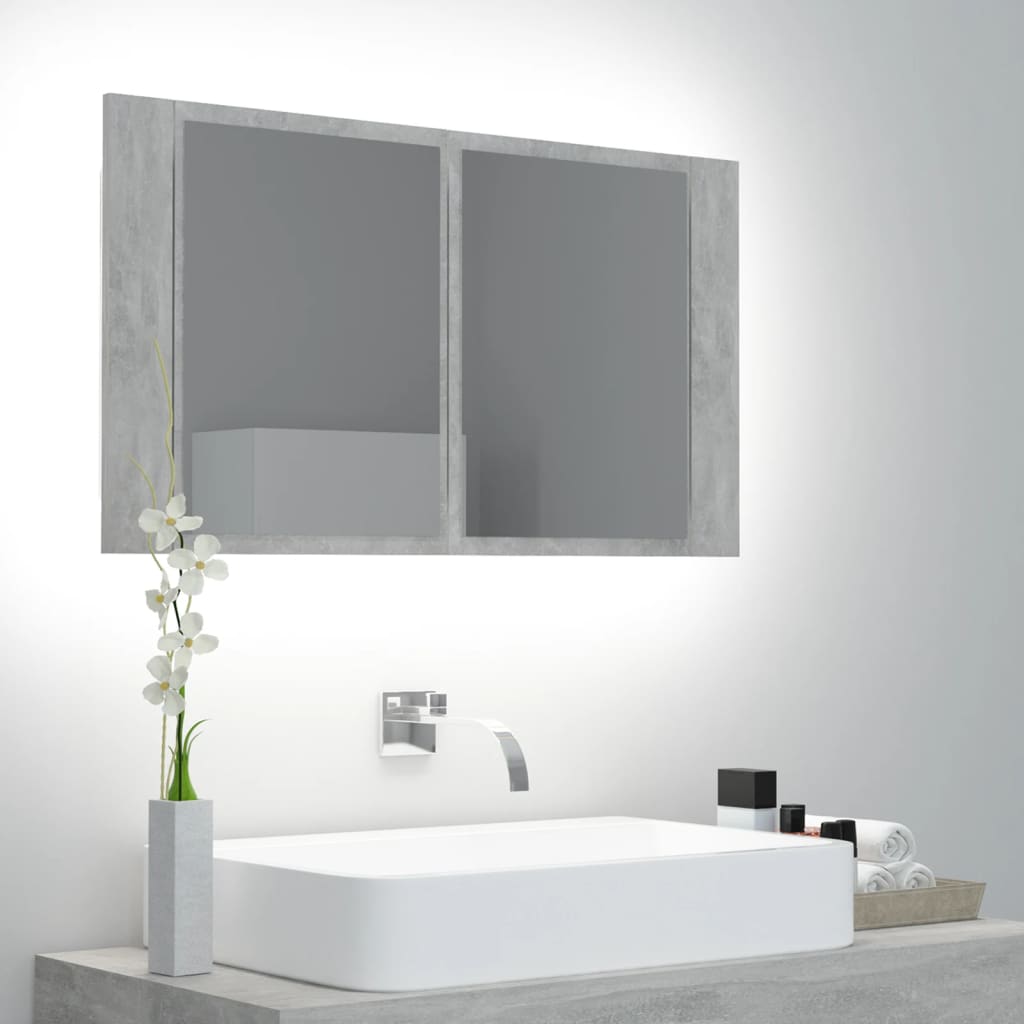 Meuble de salle de bain avec miroir et LED 80x12x45 cm acrylique