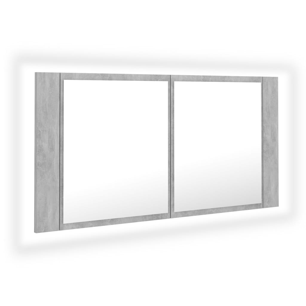 Badkamerkast met spiegel LED 90x12x45 acryl eikenkleur