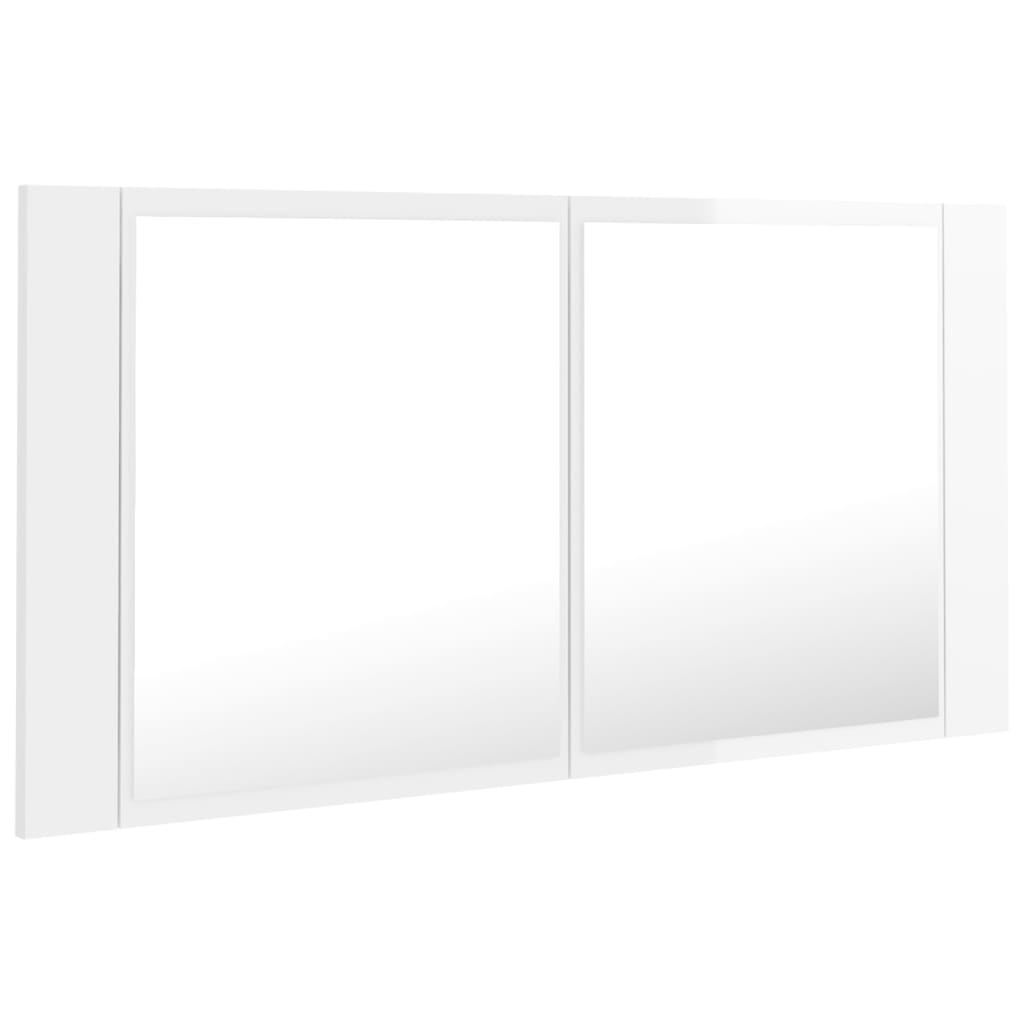 Badkamerkast met spiegel LED 90x12x45 acryl eikenkleur