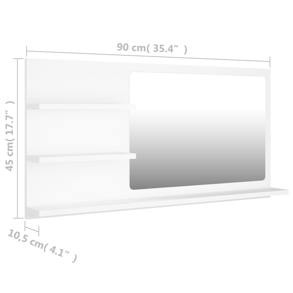 Miroir de salle de bain 90x10,5x45 cm en bois travaillé