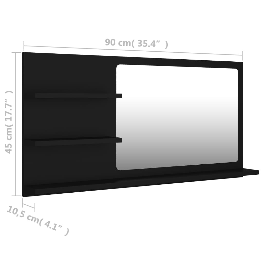 Miroir de salle de bain 90x10,5x45 cm en bois travaillé