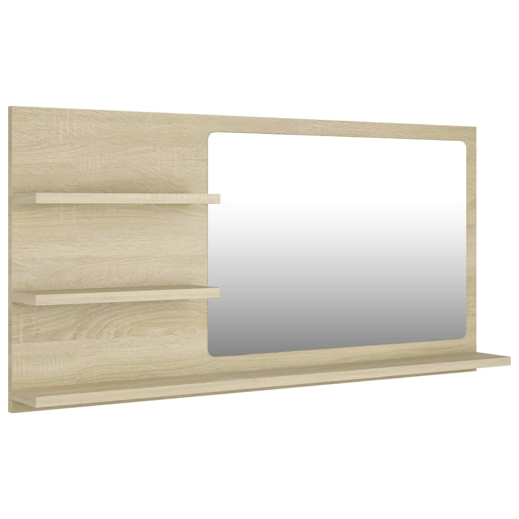 Miroir de salle de bain 90x10,5x45 cm en bois travaillé