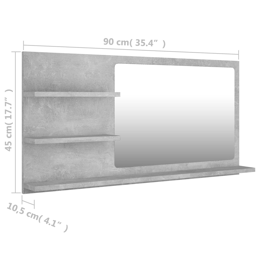 Miroir de salle de bain 90x10,5x45 cm en bois travaillé