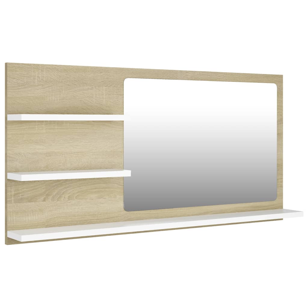 Miroir de salle de bain 90x10,5x45 cm en bois travaillé