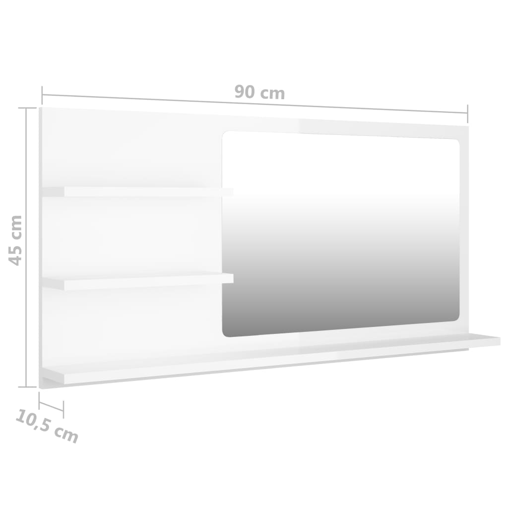 Miroir de salle de bain 90x10,5x45 cm en bois travaillé